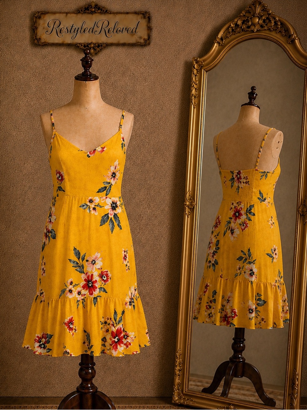 Old Navy Yellow Floral Smocked Cami Sundress – XL – New With Tags